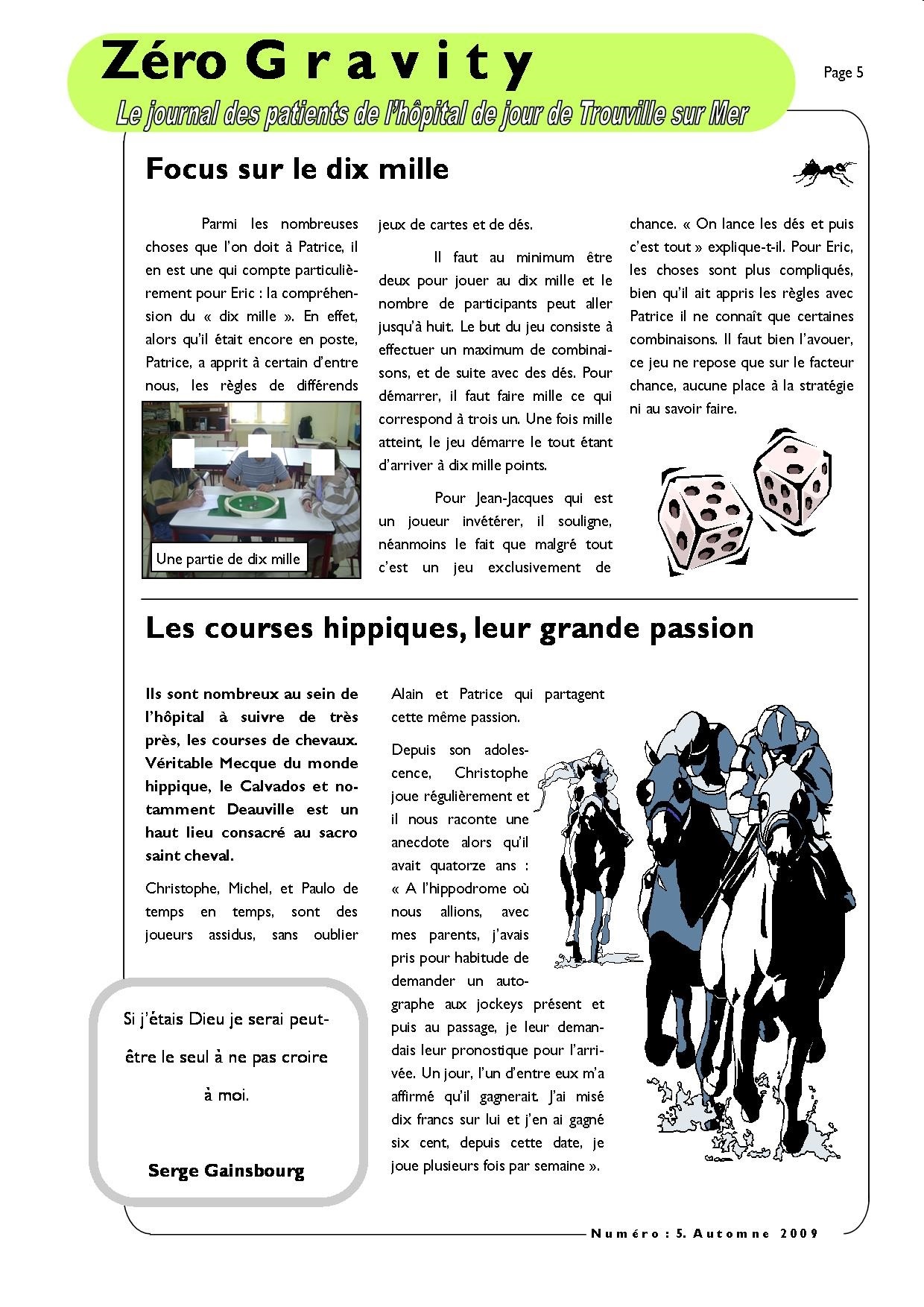 Zéro Gravity, le journal des patients de l'hôpital de jour de Trouville sur Mer