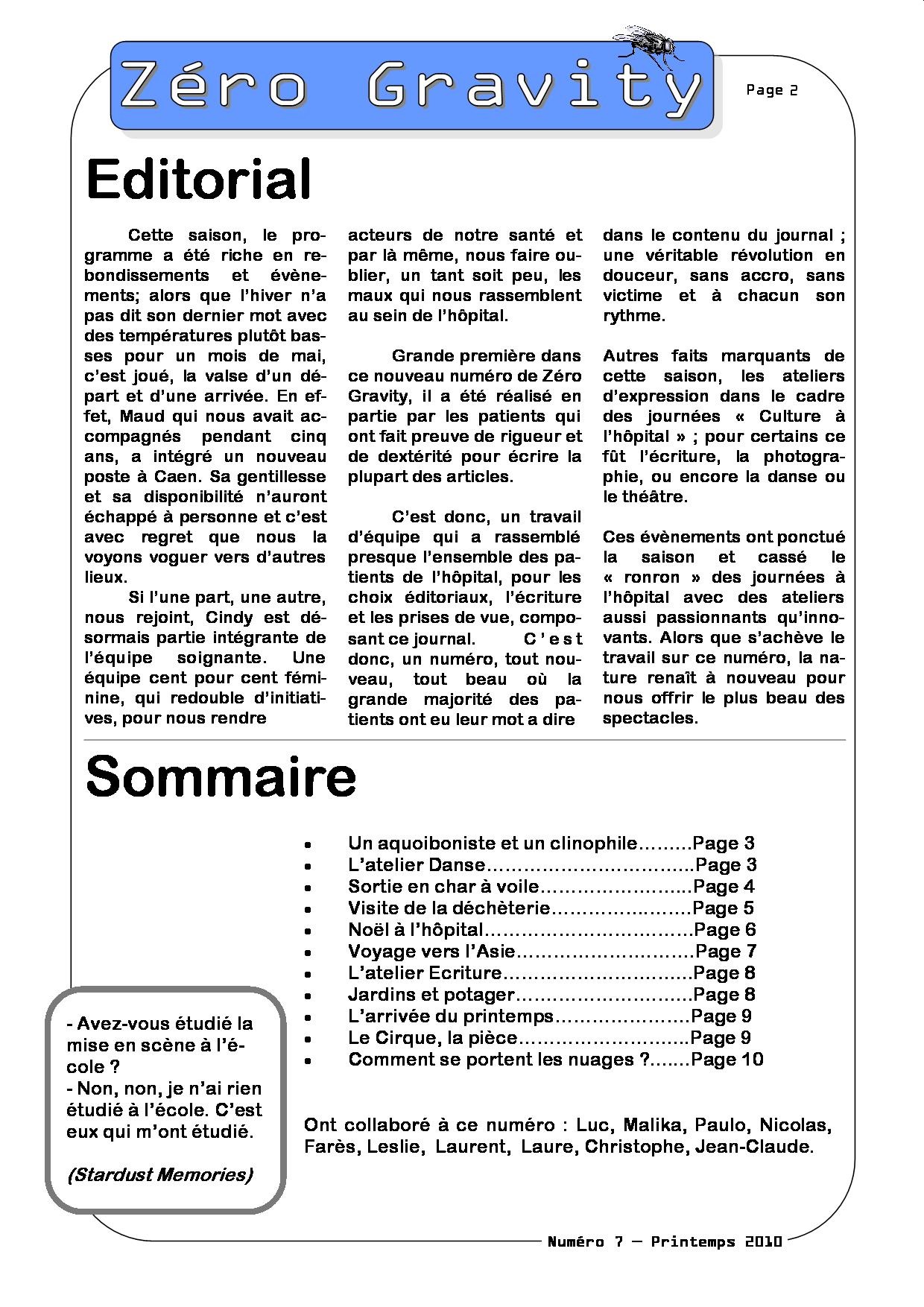 Zéro Gravity, le journal des patients de l'hôpital de jour de Trouville sur Mer